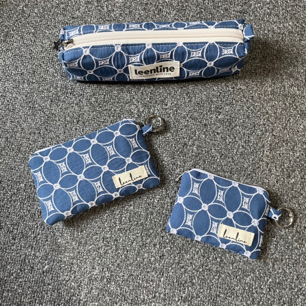 LeenLine Embroidery Coin Purse Dompet Koin Card Wallet Pencil Case Tempat Pensil Alat Tulis