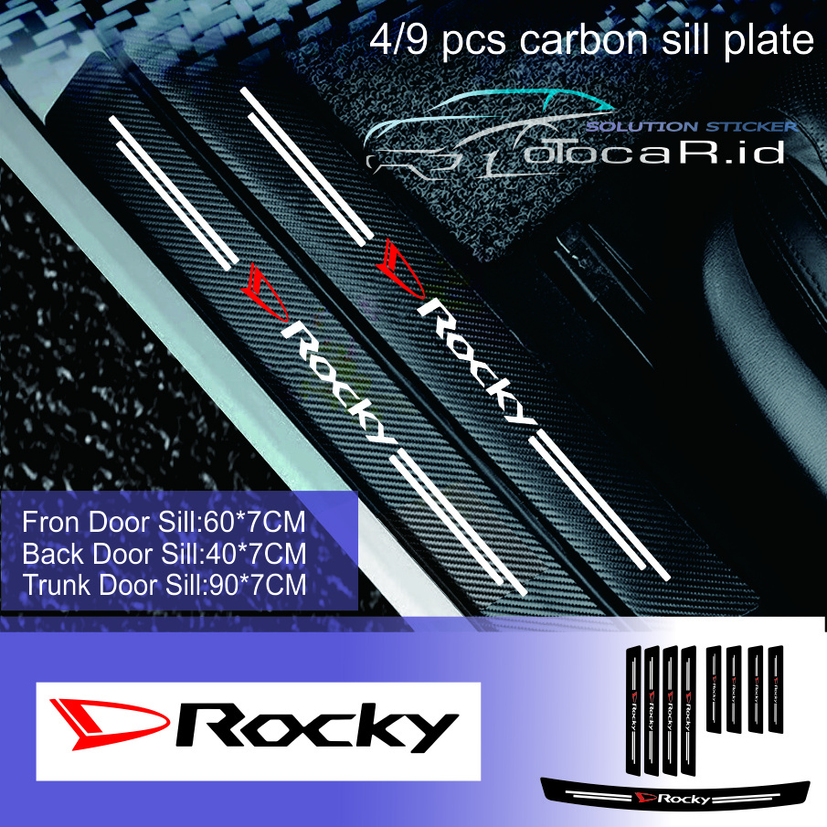 9 Pcs Stiker Pelindung Pintu Mobil Rocky 3D Door Sill Plate Guard Daihatsu Stiker Pelindung Pijakan