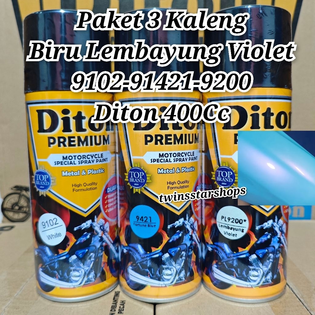 Pilok Pylox Cat Diton Premium Paket 3 Kaleng Biru Lembayung Violet 9200 Fotune Blue 9421 Putih White