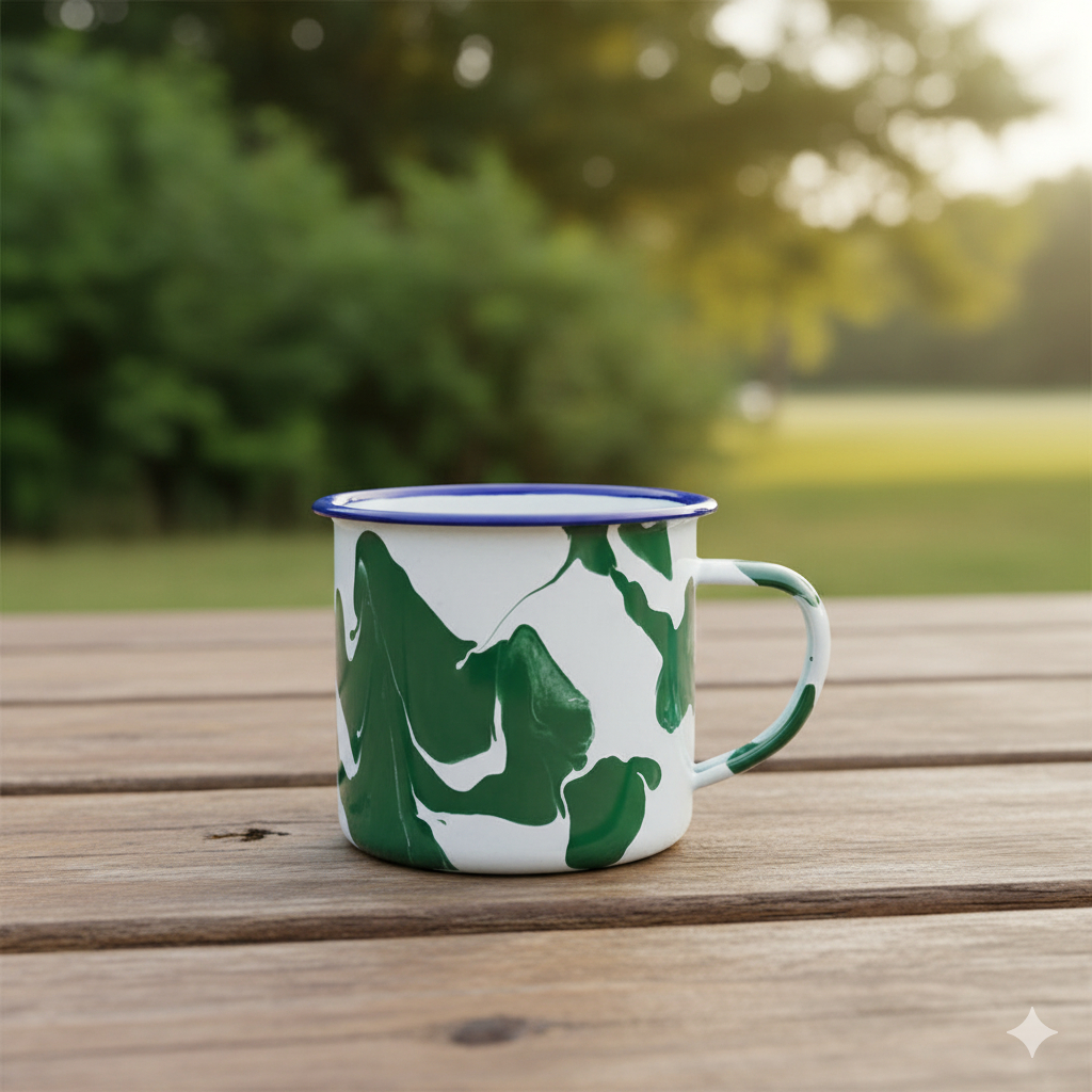 Cangkir Lurik / Cangkir Enamel 7 Cm Blirik Hijau