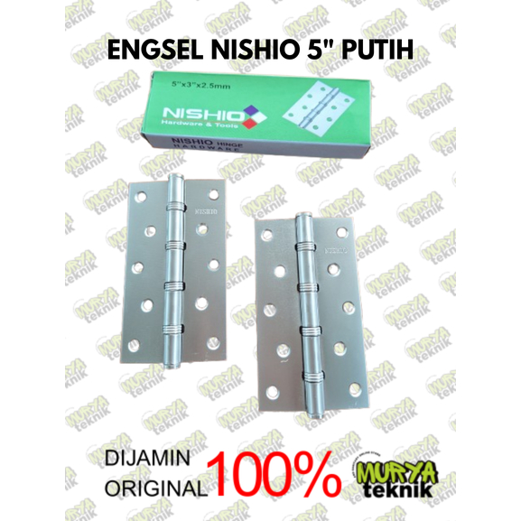 Engsel NISHIO 5 inch Silver 5 Lubang
