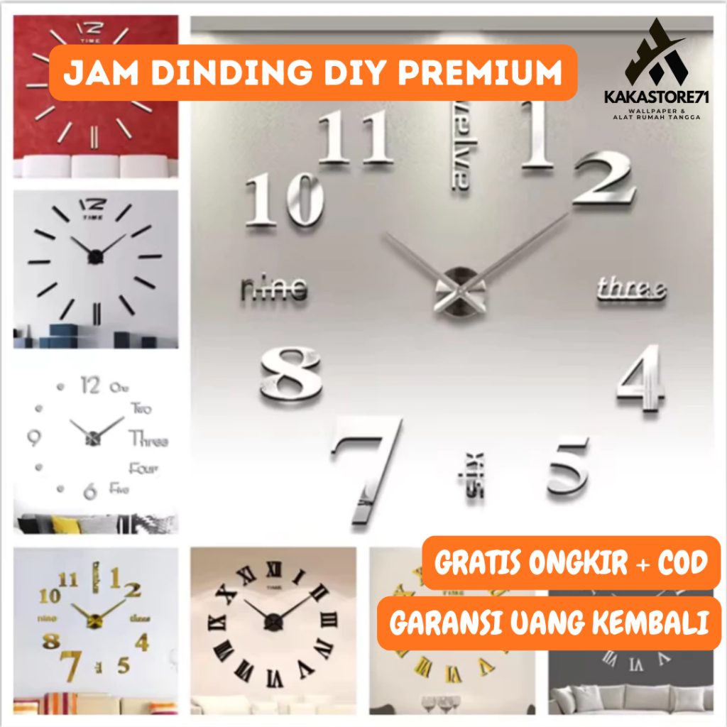 Jam Dinding DIY Aesthetic Tempel Diameter 30-50CM Motif Kopi Love Unik / Jam Dinding 3D Tempel