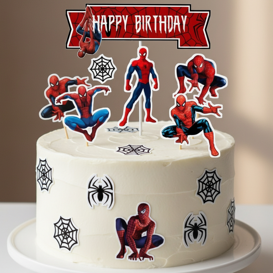 TOPPER CAKE ULANG TAHUN / HIASAN KUE CUSTOM KUE ULANG TAHUN SPIDERMAN
