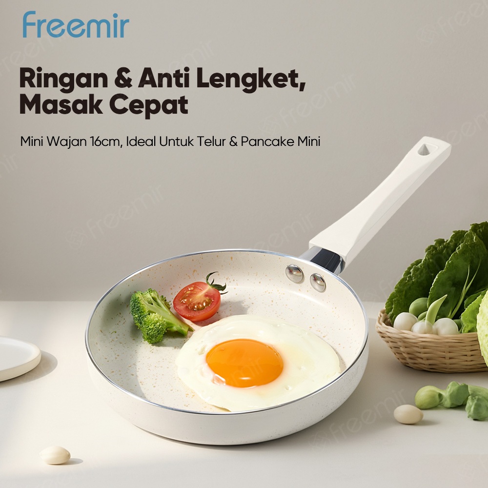 [OFFICIAL MALL] freemir Wajan Penggorengan 16 cm Anti Lengket Gagang Kayu Serbaguna