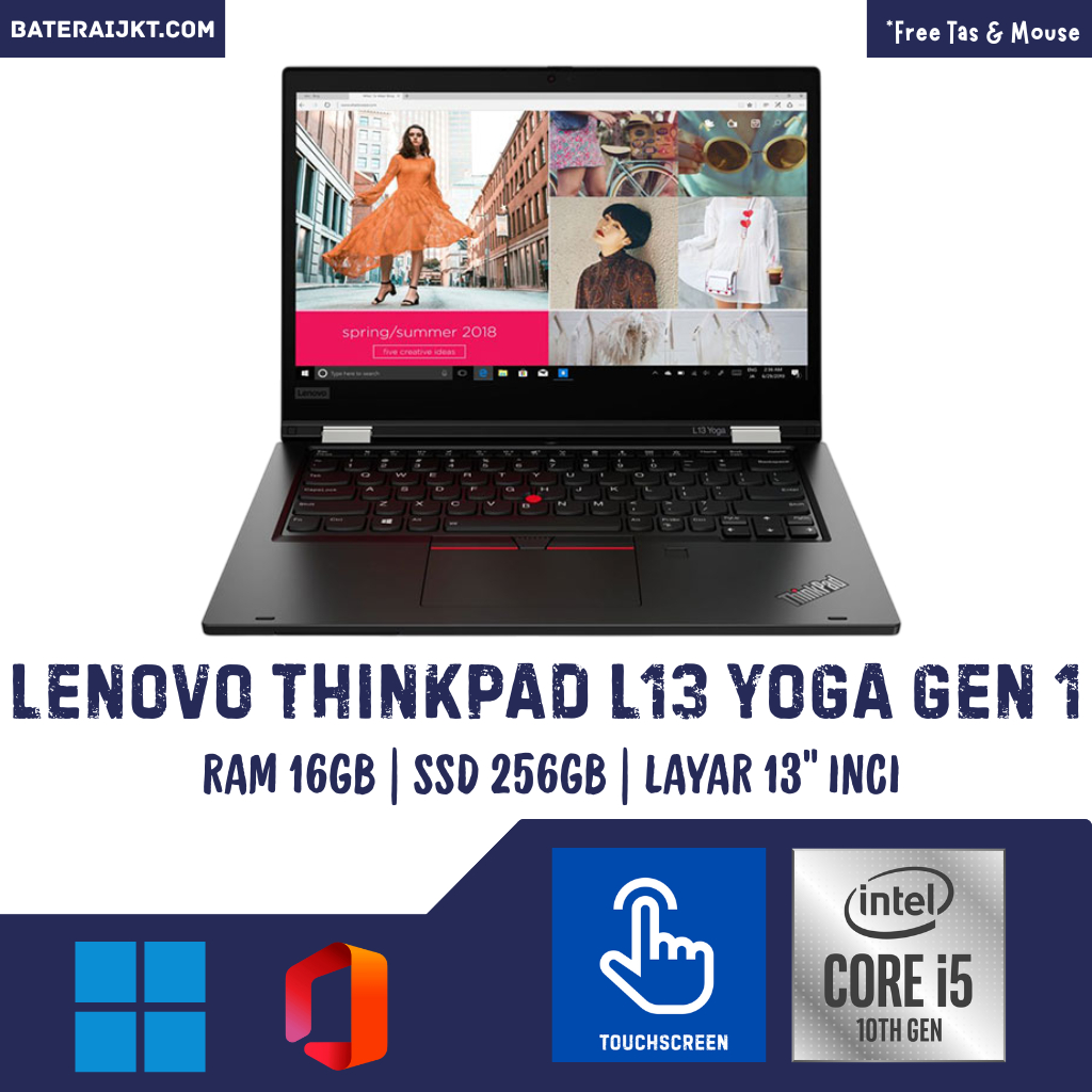 Laptop Lenovo Yoga L13 Gen 1| Core I5 Gen 10 | Ram 16 GB | SSD 256 GB | Layar 13.3 Inci Touchscreen