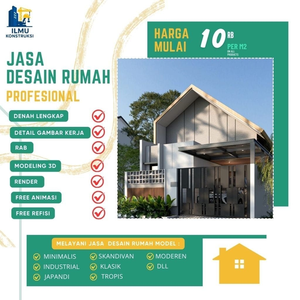 Jasa Desain Rumah 2D, 3D, Render, Dan RAB || Desain Interior & Eksterior