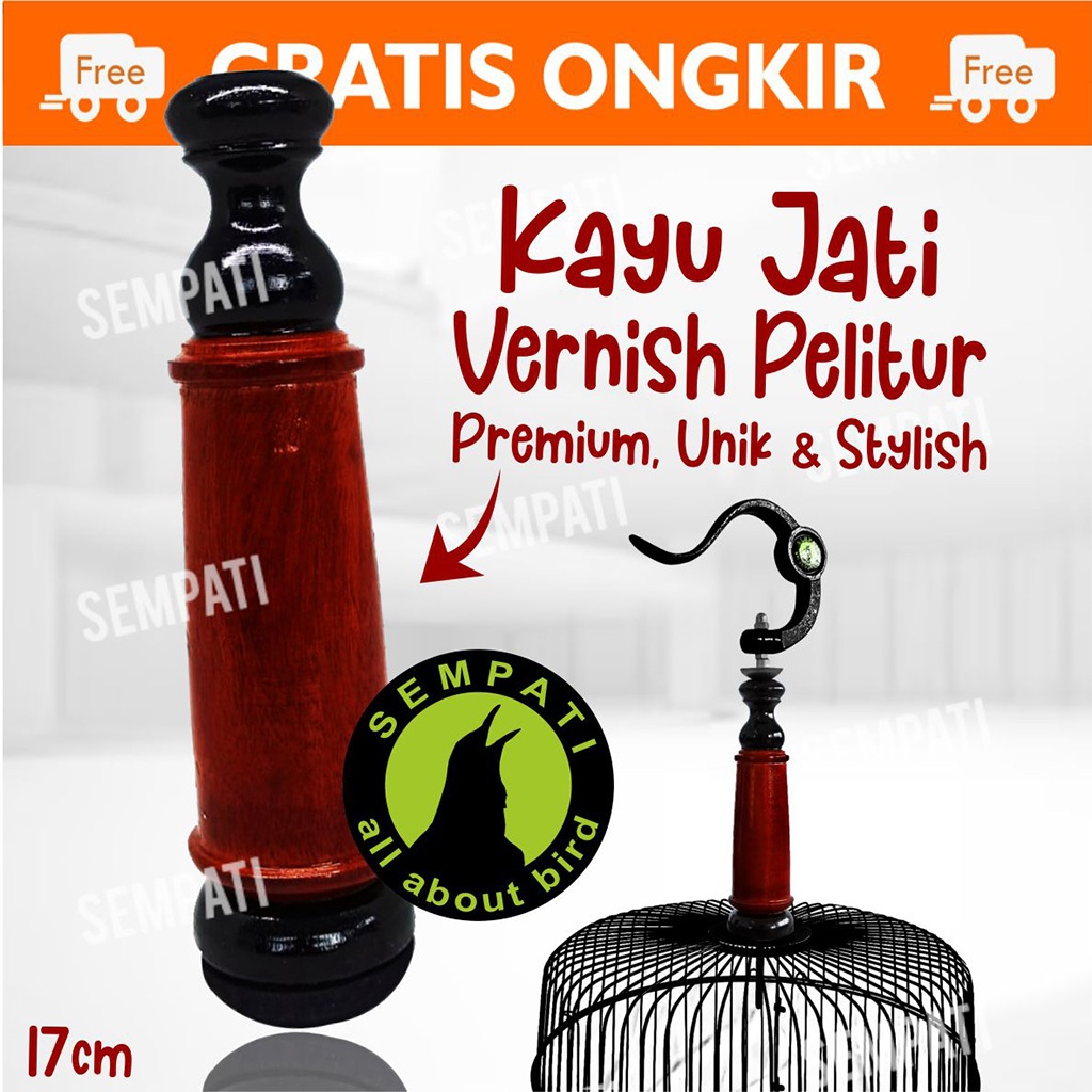 SEMPATI Pion Kayu Pendek Sangkar Pleci Pion Sangkar Kandang Burung Pleci Helopet Tinggi 17 cm Akseso