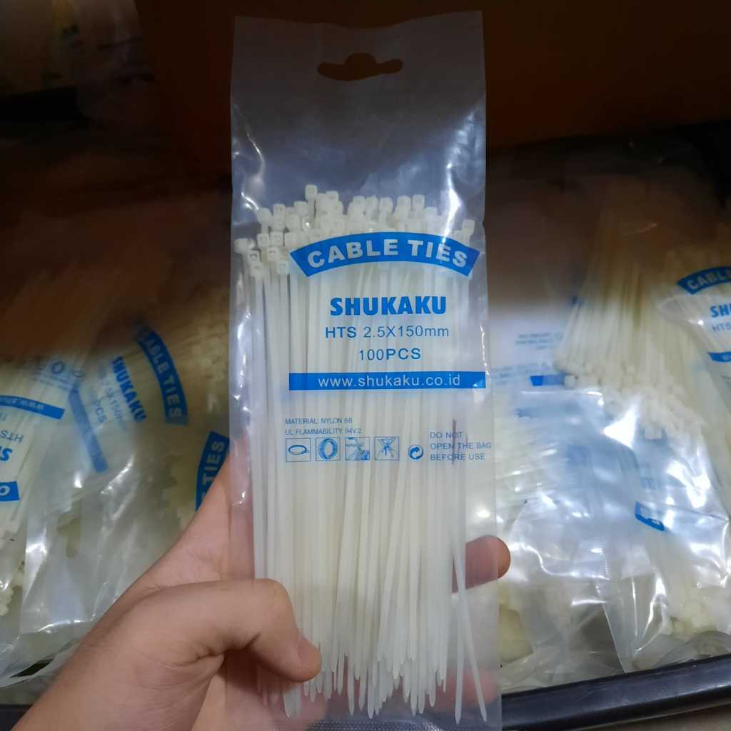 Shukaku Kabel Ties Putih 2.5x150mm Putih/ Pengikat Kabel isi 150pcs Perpack