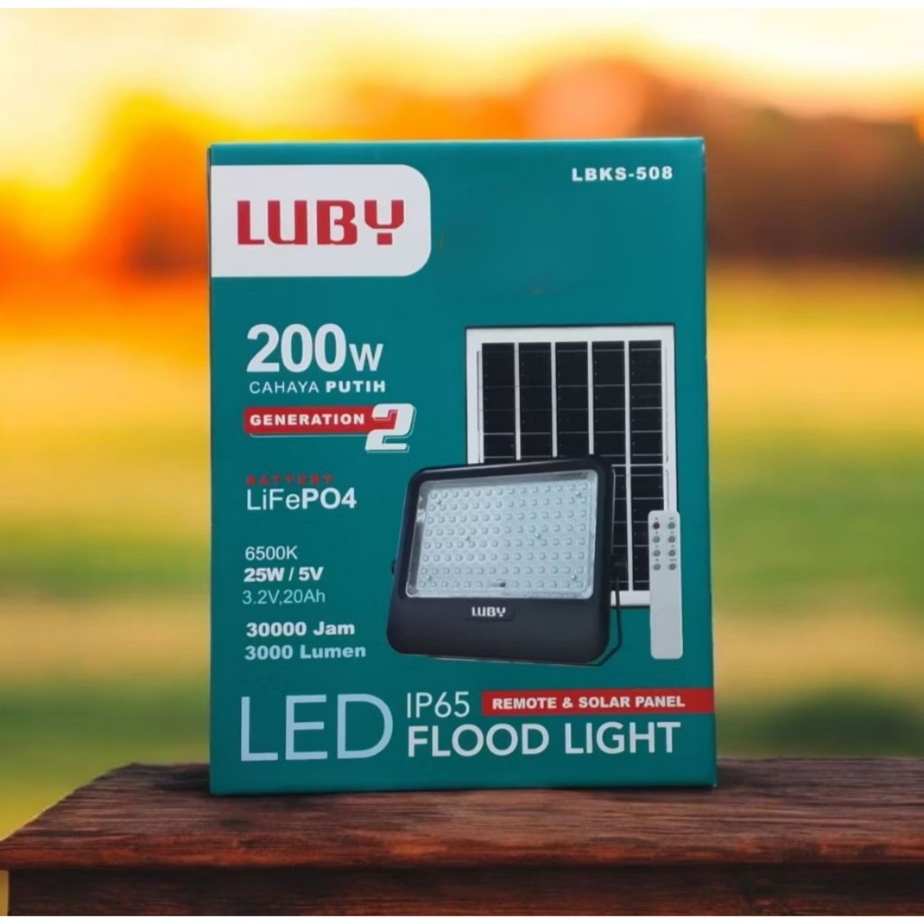 LUBY LAMPU TEMBAK SOLAR LUBY LBKS-508 GEN 2 200 WATT / LUBY Lampu Sorot Solar LBKS-508 GEN2 200W
