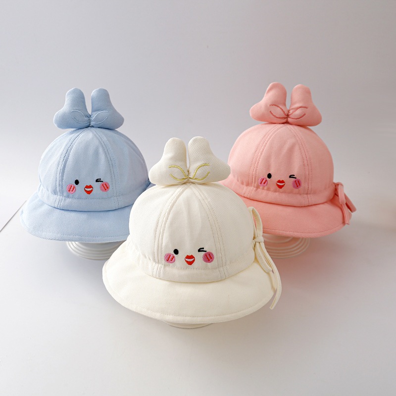 Topi bulat / topi pelindung sinar matahari anak dan bayi unisex motif wajah cute
