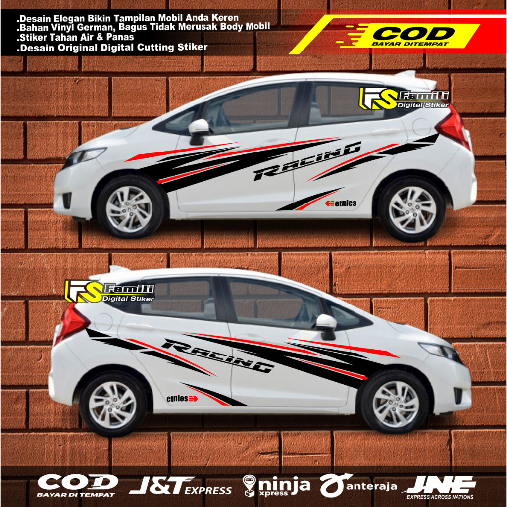 STIKER MOBIL JAZZ NEW CUTTING STICKER. stiker Lis bodi Agya Aya Brio jazz new stiker Lis mobil terla