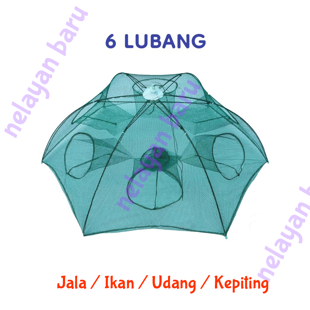 Perangkap Bubu Payung 6 Lubang Alat Jaring Pancing Jala Ikan Udang Kepiting