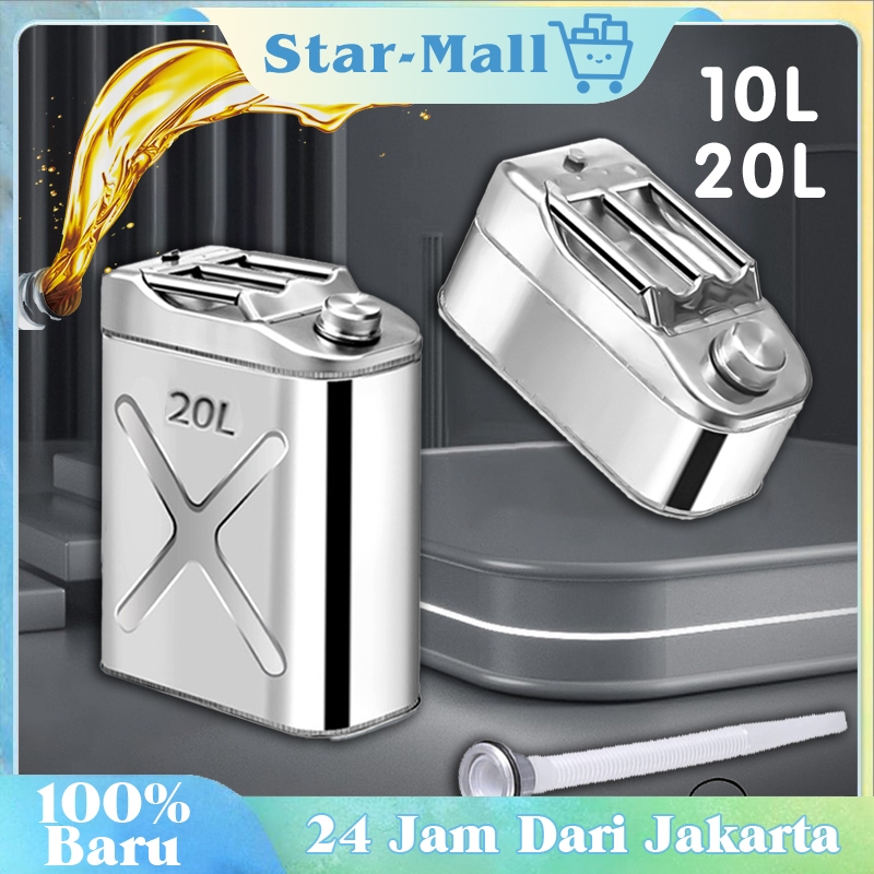 Anti Karat 10L 20L Jerigen Army Tangki Bensin Jerigen Besi Jerry Can Stainless