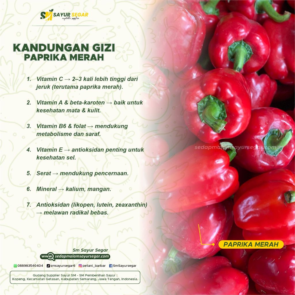 Paprika Merah Segar / Paprika Merah / Paprika Merah Fresh / Paprika Merah 1kg / Paprika 1kg Freshhhh
