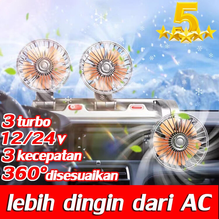 Lebih dingin dari AC ZIZHU Kipas Angin Mobil 12v/24v 3 kepala Rotasi 540° 5 kursi tiga penyesuaian k