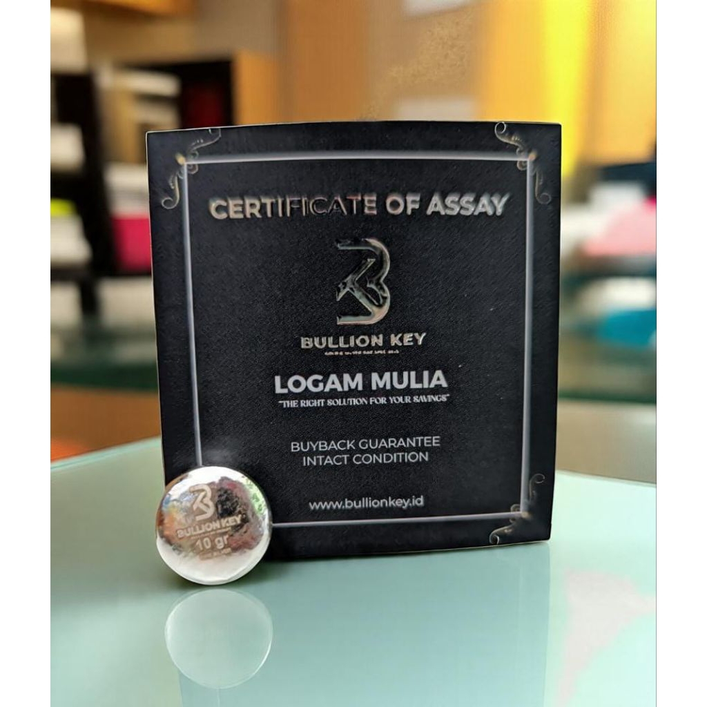 Bullion Key Silver Perak Batangan Logam Mulia 10 Gram - Perak Batangan Murni - Asli 999.5 Fine Silve
