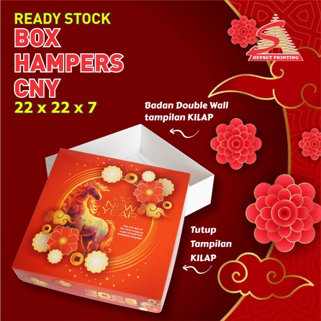 Jaya Bakti33- Box Imlek Motif Kuda 22x22x7 Ivory Mewah