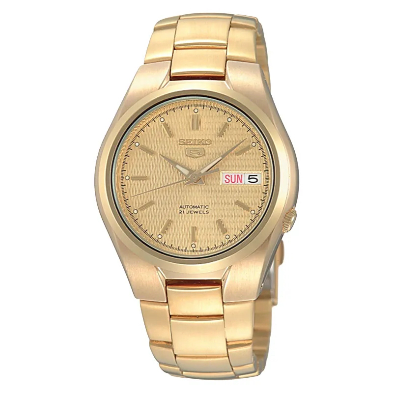 Jam Tangan Pria Seiko 5 Sports SNK610K1 Automatic Gold Dial Gold Stainless Steel Strap
