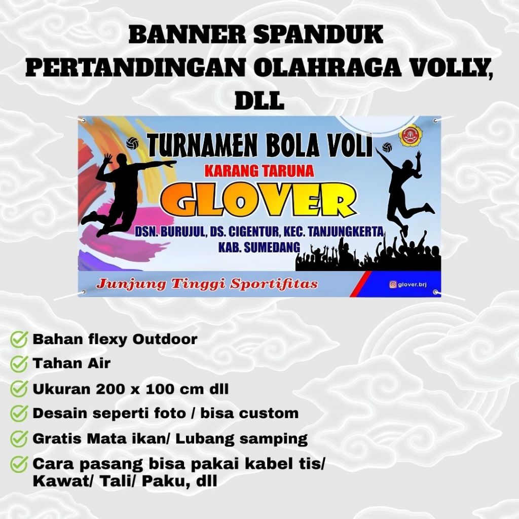 Spanduk Banner Turnamen Bola Volly Custom || Spanduk Custom Bola Volly Digital Printing ecogreen