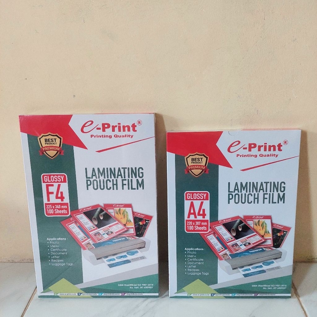 Plastik Laminating F4 Dan A4 Eprint ( 20,30 Pcs )