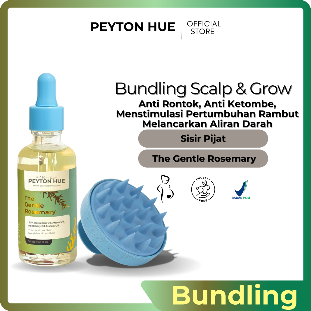 Peyton Hue - Gentle Special The Gentle Rosemary Hair Oil + Sisir Pijat untuk Penumbuh Rambut Sehat, 