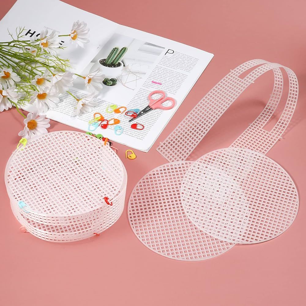 Plastik kanvas tas rajut bulat / jaring tas rajut / canvas tas bulat