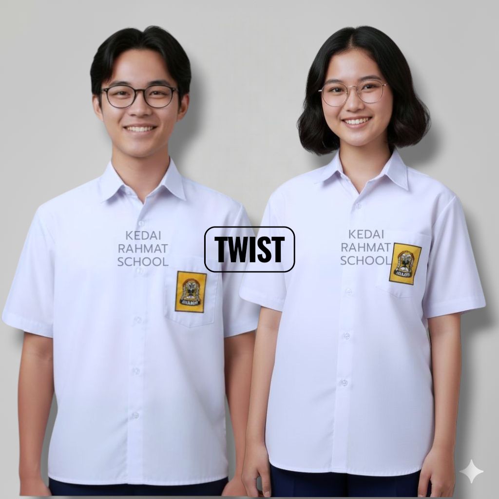 Baju Seragam Sekolah SMP MTS Pendek Bahan Sunwash Twist Licin Merk Martin Jumbo Big Size