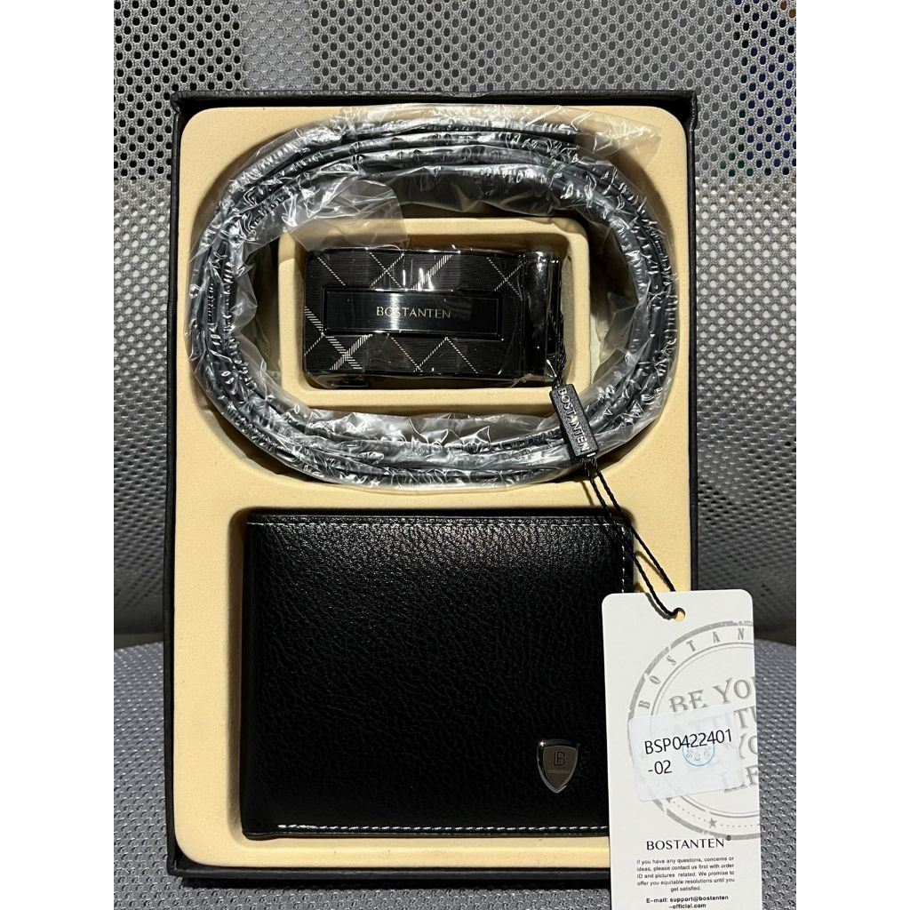 Set / Paket Kombinasi Ikat Pinggang + Dompet Lipat Bostanten Original Pria Berkualitas Tinggi