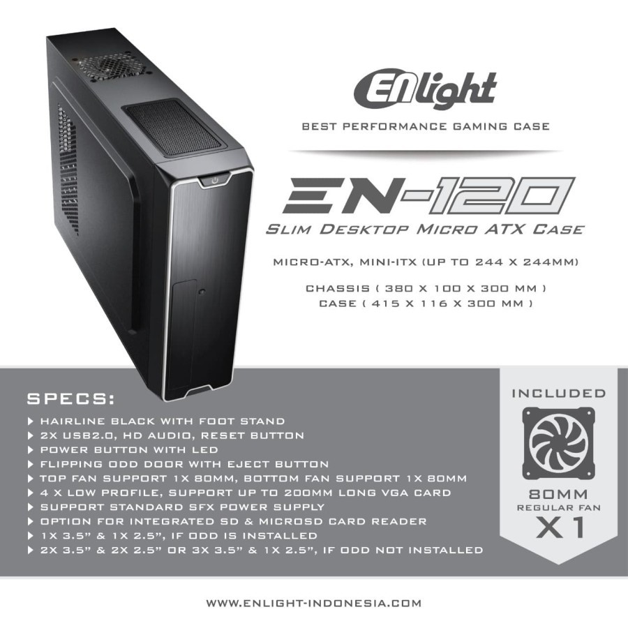 Casing Enlight EN120 + PSU 300W Mini ITX Enlight EN 120