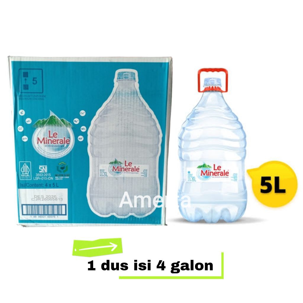 LE MINERALE GALON 5 LITER, 1 DUS isi 4 galon