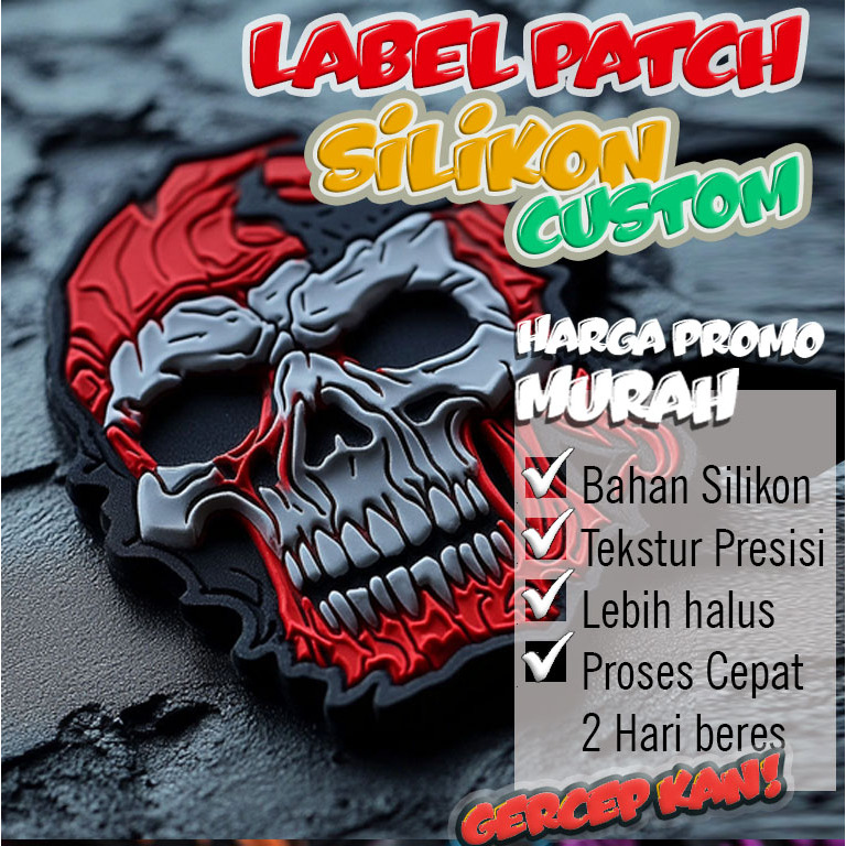 Label patch custom desain 3D bahan silikon untuk emblem dan patch jersey baju sergam dan akademik bi