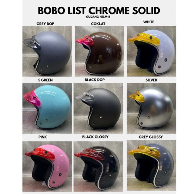 Helm Bogo List Chrome Ori SNI Helm Retro Dewasa Pria dan Wanita (COD)
