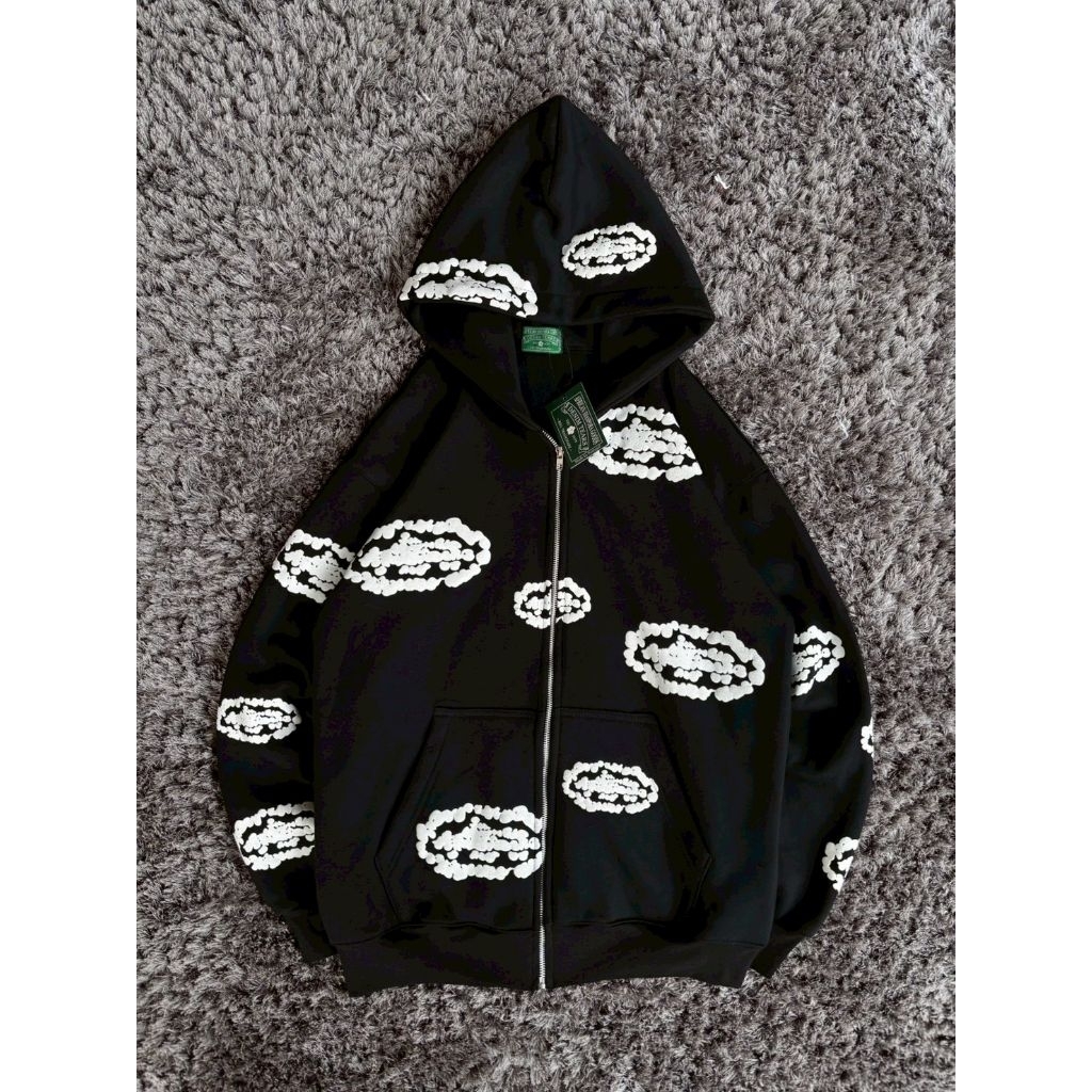 Hoodie Zipper Corteiz x dnm thirss sablon puff unisex Full Teg lebel