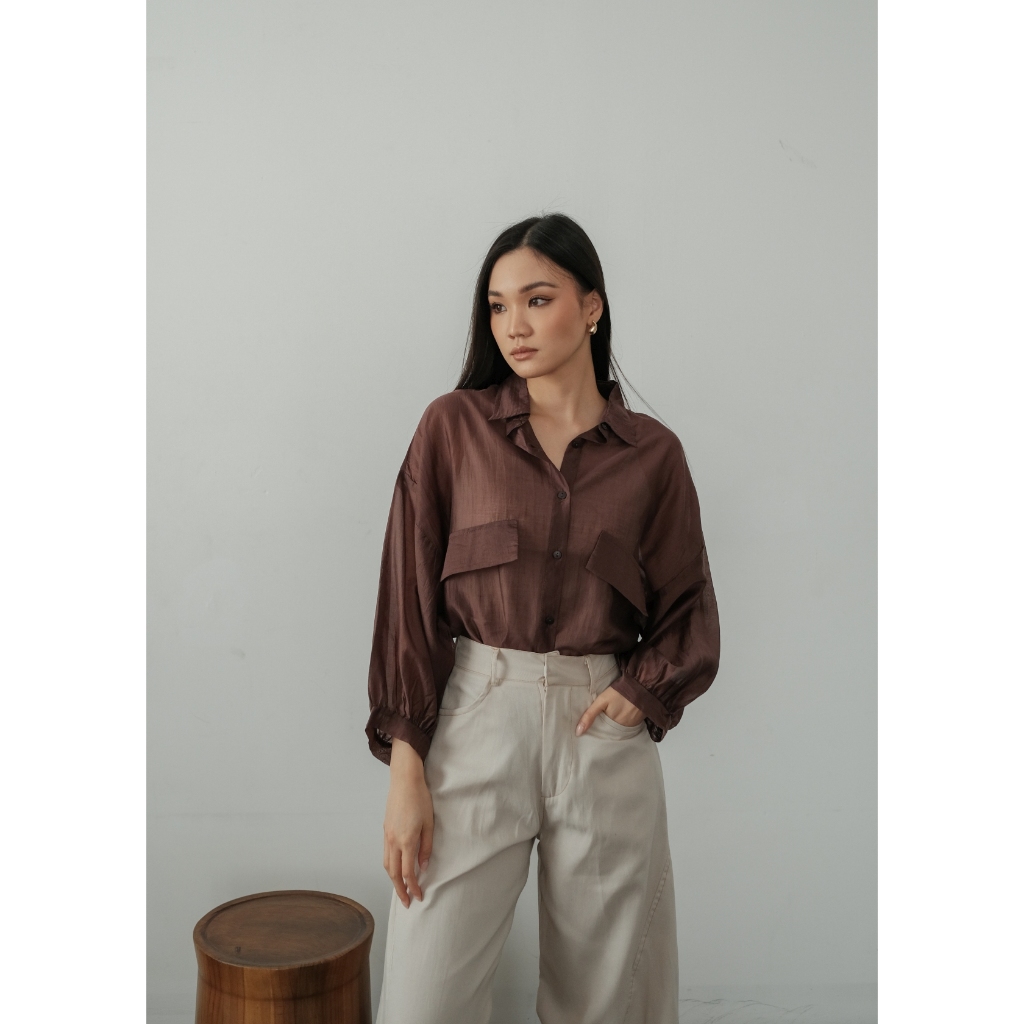 OFEYA - Cassia Sheer Shirt - Kemeja Sheer Wanita Casual