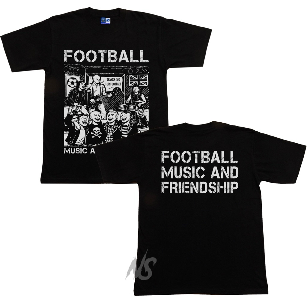 T-shirt FOOTBALL, MUSIC AND FRIENDSHIP / Kaos Band Hardcore Metal Punk / Baju Casual Ultras