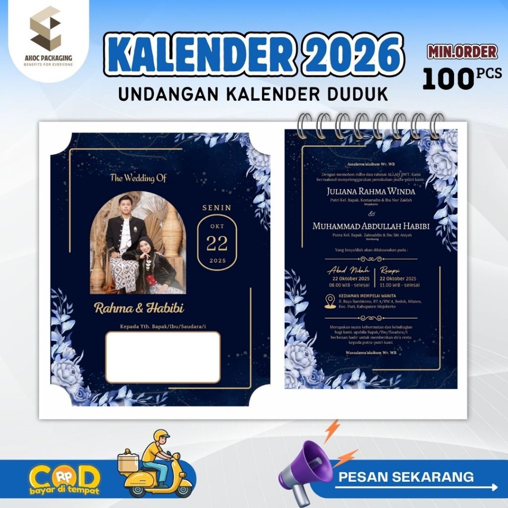 UNDANGAN PERNIKAHAN KHITAN KALENDER DUDUK CUSTOM