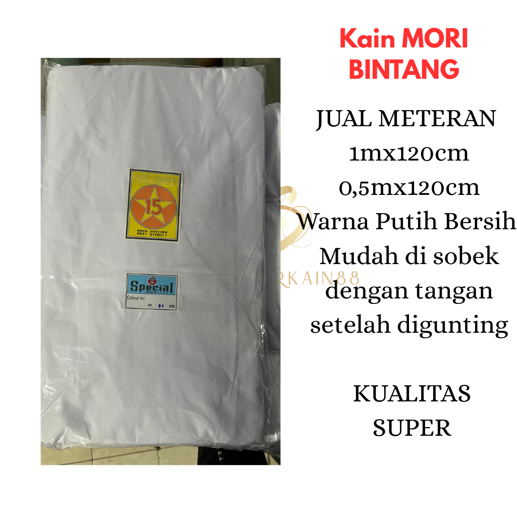 Kain kafan mori cap bintang jual meteran