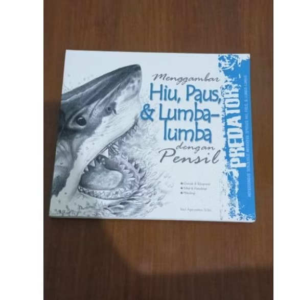 buku menggambar predator / hewan hiu, paus, dan lumba-lumba dengan pensil / buku belajar gambar / bu