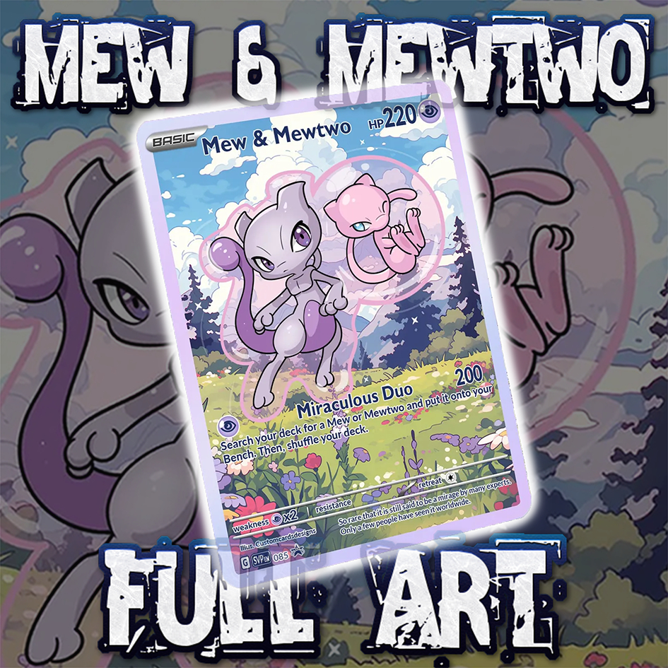 KARTU POKEMON TCG HOLOGRAM ENGLISH VERSION FULL ART - MEW & MEWTWO