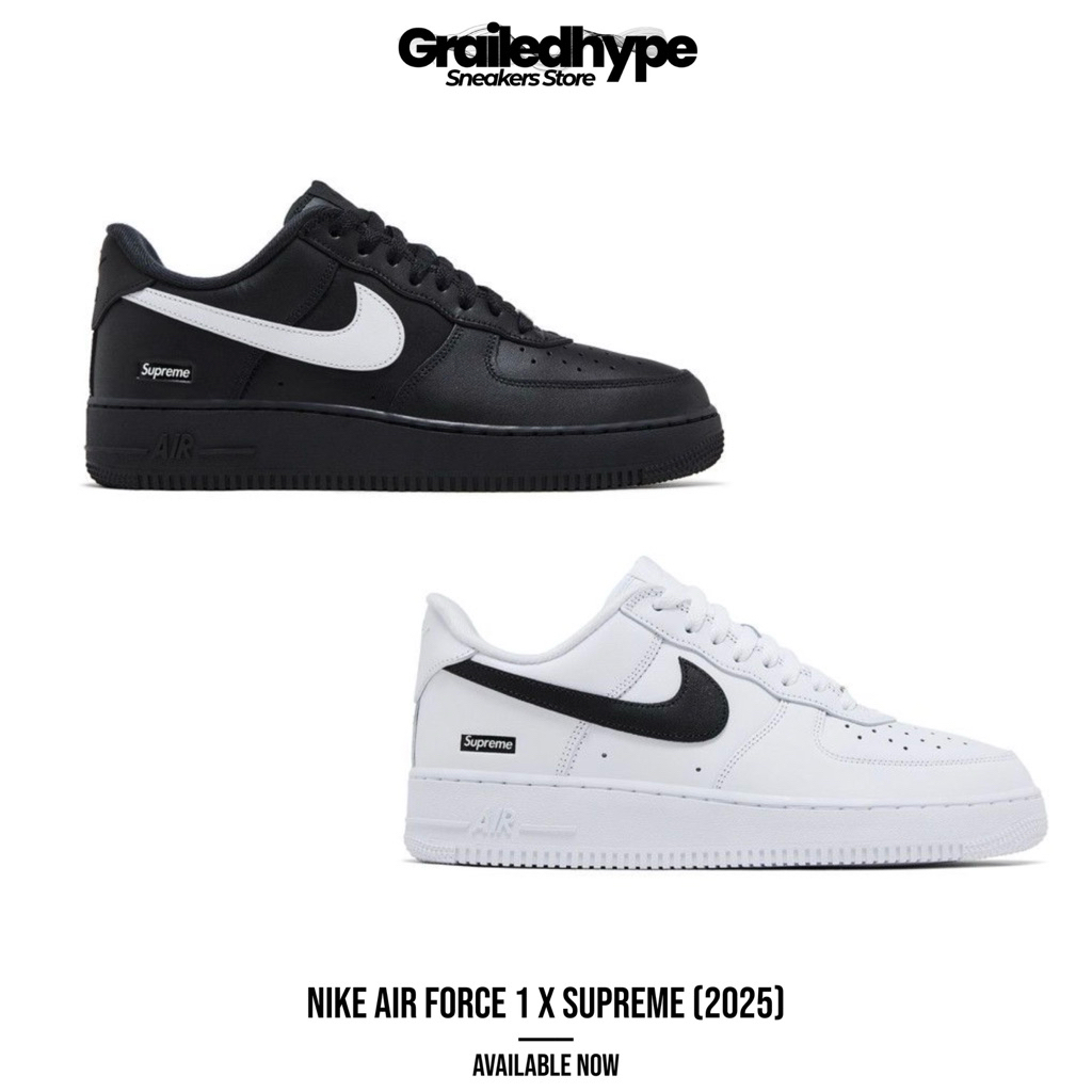 Nike Air Force 1 Low x Supreme Box Logo 2025 - Black / White (100% Authentic)