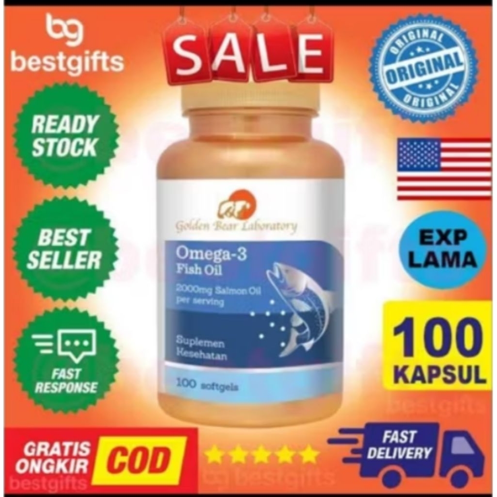 Golden Bear Laboratory Salmon Omega 3 Fish Oil 2000mg Salmon Oil Per Serving Suplemen Kesehatan Isi 