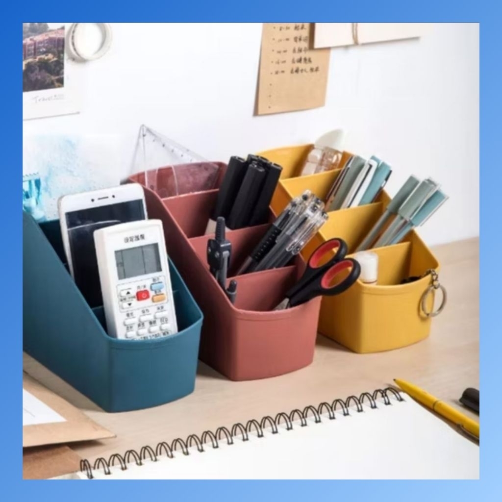 Kotak Penyimpanan Alat Tulis / Kotak penyimpanan serbaguna / Rak ATK 4 Sekat