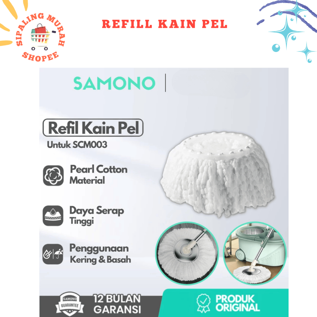 SAMONO REFILL KAIN PEL MICROFIBER MOP PENGGANTI CADANGAN REPLACEMENT REFIL SCM002 / SCM003 / SCM009 