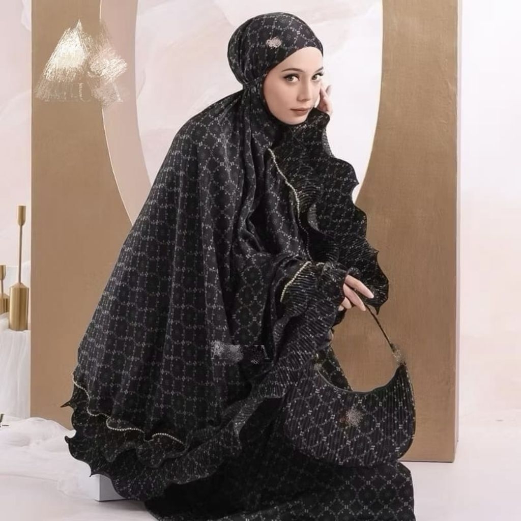 Mukenah mewah Santorini motif eksklusif premium by Alluna