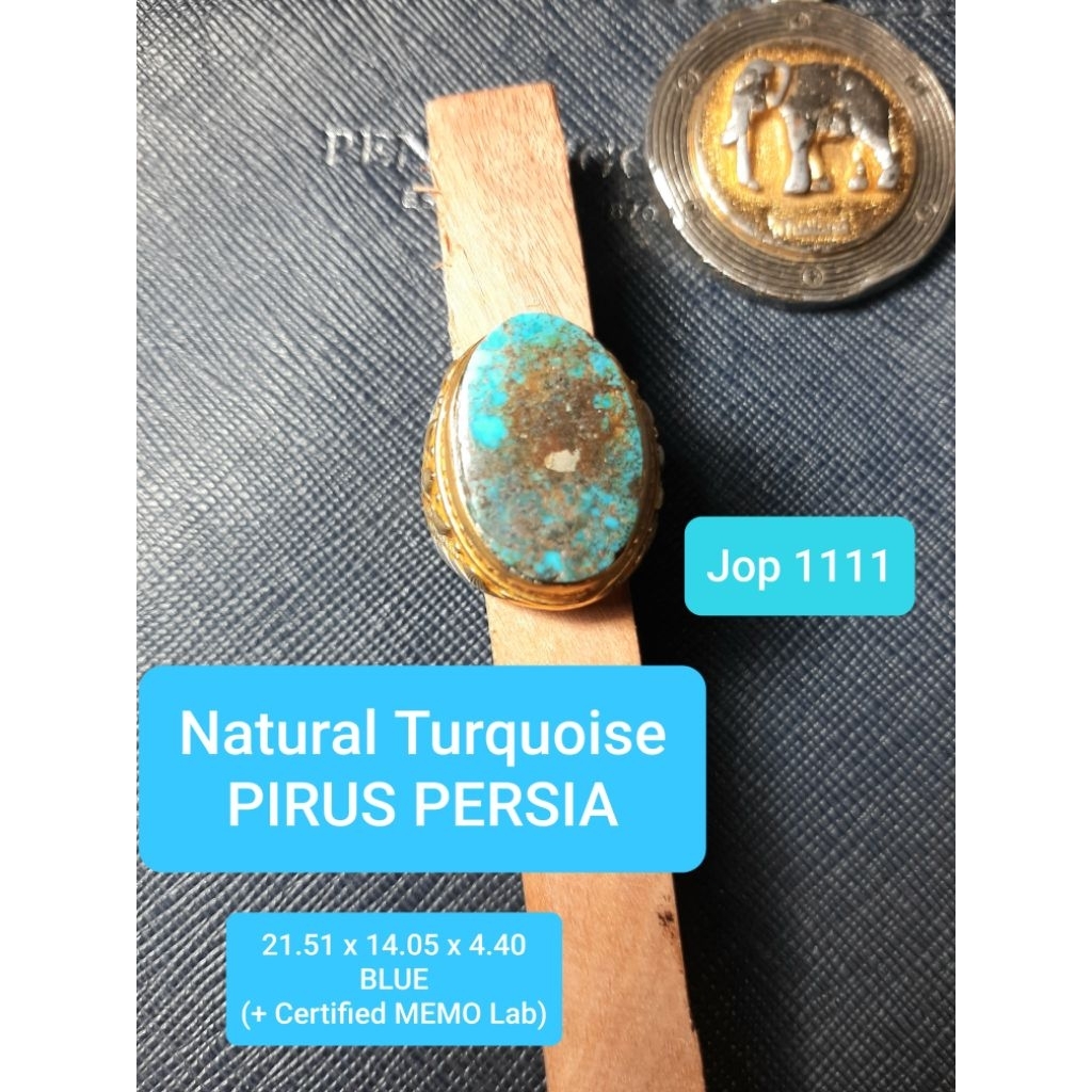 PIRUS PERSIA Batu Natural TURQUOISE Iran NTE No Treated Aktif Alami + Sertifikat MEMO Lab Warna BIRU