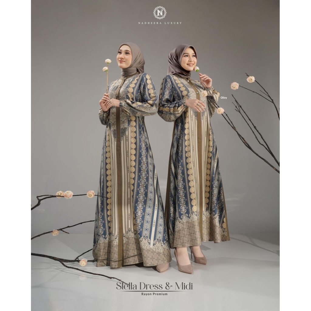 READY STELLA SERIES MIDI DAN DRESS bahan rayon premium///terbaru by NADHEERA LUXURY