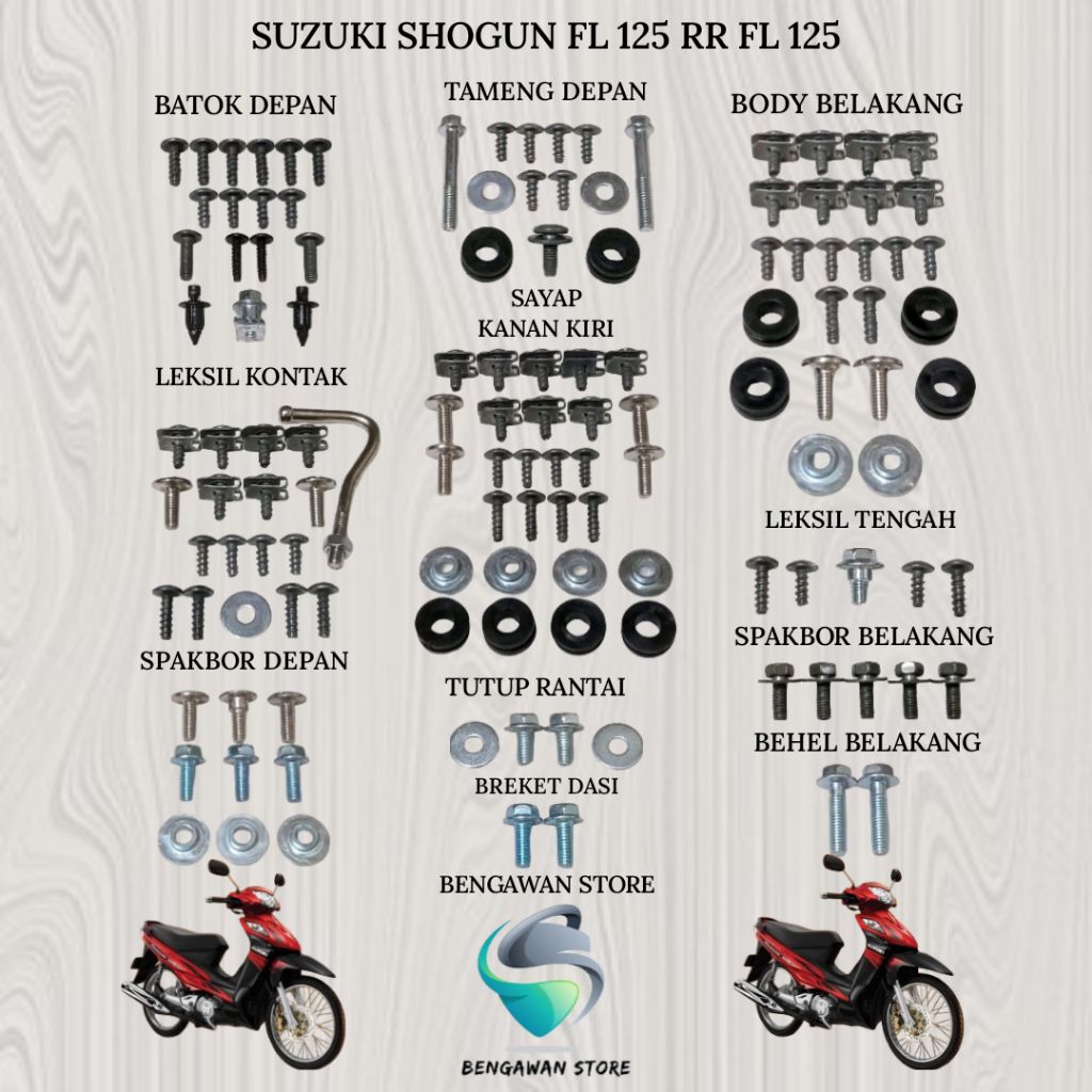 Baut Full Set Cover Bodi Body Suzuki Shogun FL 125 RR FL 125 Lengkap