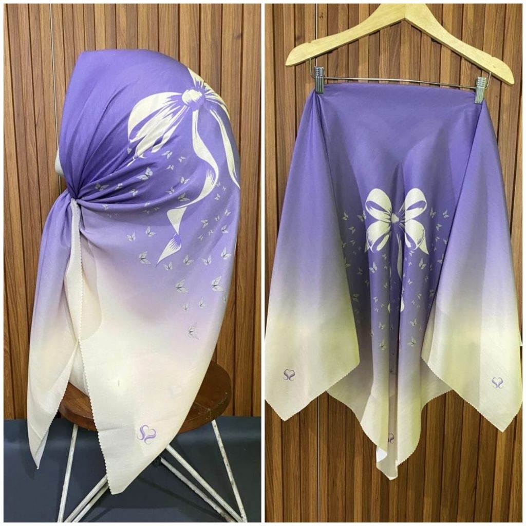 KERUDUNG SEGI EMPAT VOAL MOTIF SUBLIME KODE 307 PITA UNGU MUDA