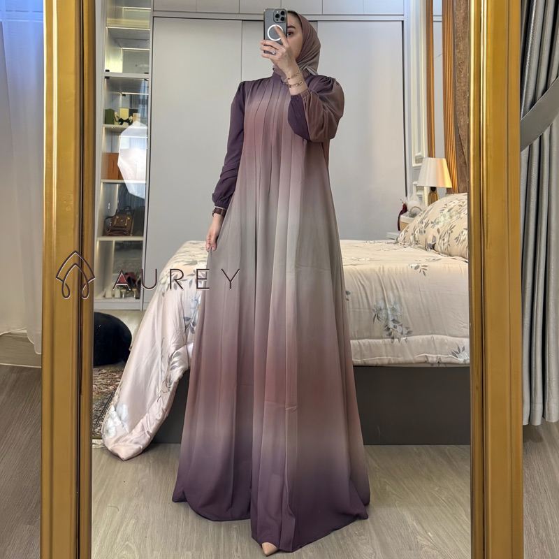 Hot Aurey Set Hijab Segiempat Givani Dress Premium Busui Friendly Setelan Hijab Gamis Wanita