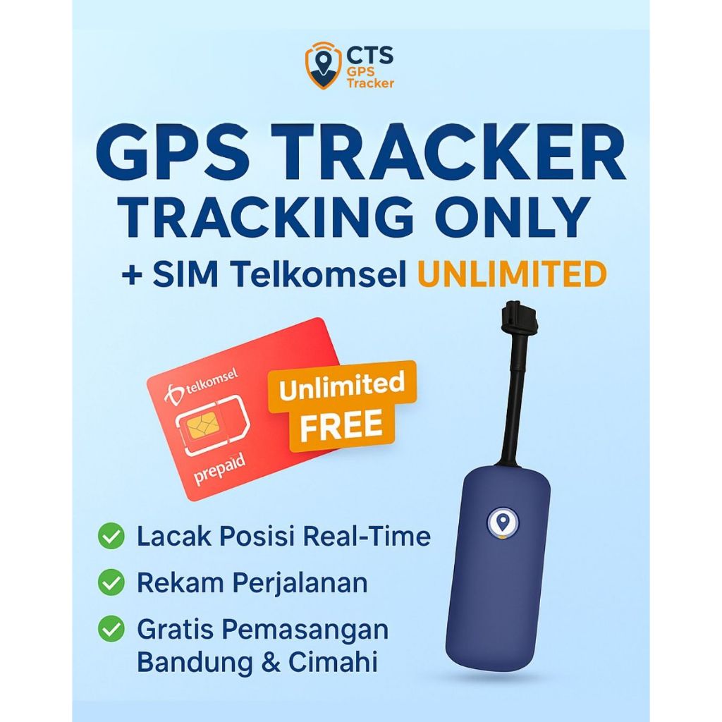 GPS Tracker Tracking Only Motor Mobil  + Kartu SIM Telkomsel Unlimited Free | Lacak Posisi Real-Time
